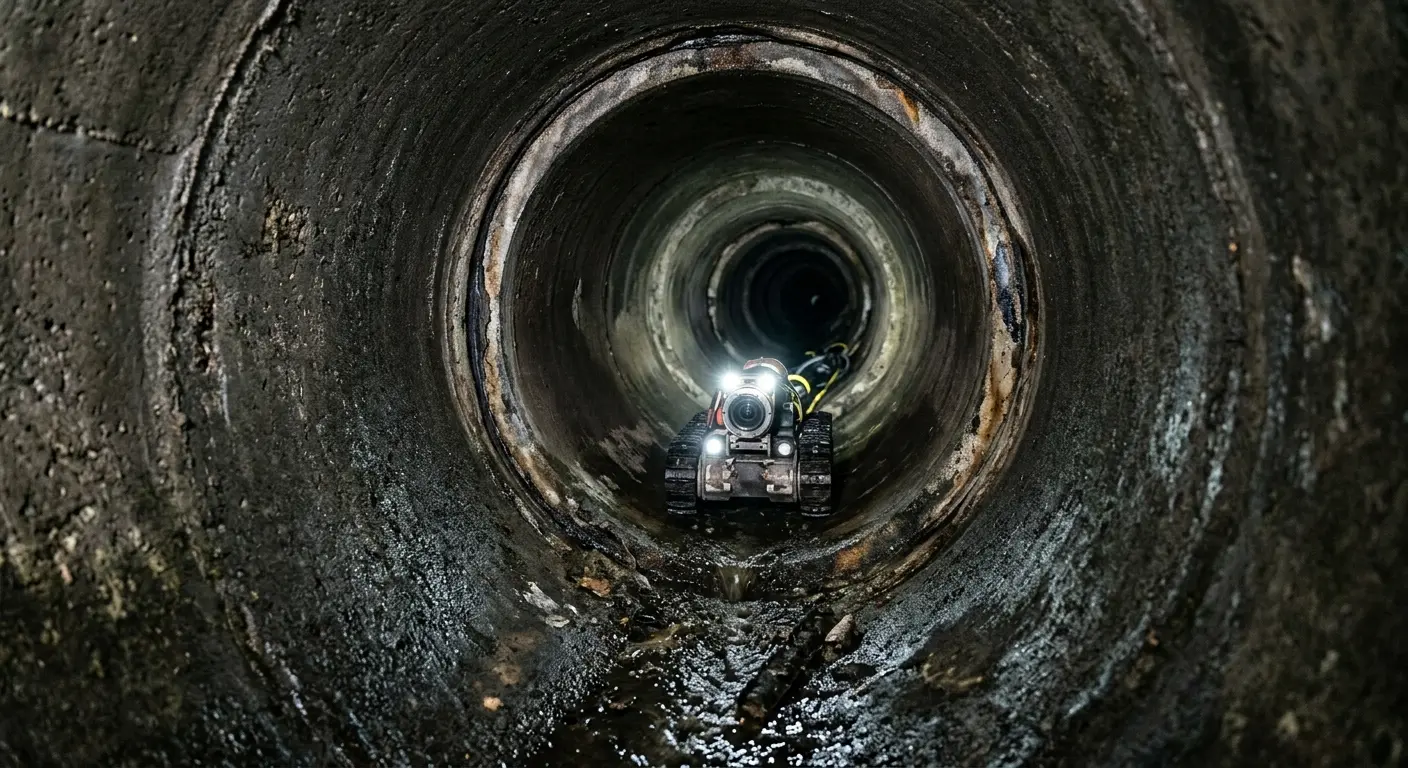 Robotic sewer camera inspecting pipe interior for Drain Snake Service in Fort Mill